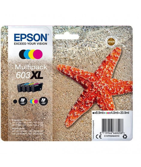 EPSON Multipack 603 XL - Etoile de mer - Noir, Cyan, Magenta, Jaune (C13T03A64010)