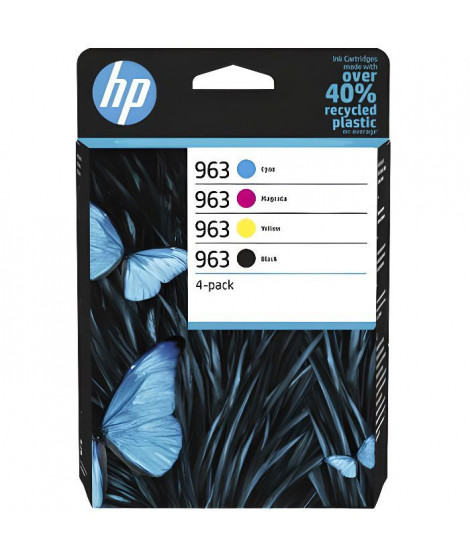 HP 963 Pack de 4 cartouches d'encre noire, cyan, jaune et magenta authentiques (6ZC70AE) pour HP OfficeJet Pro 9010 / 9020 se…