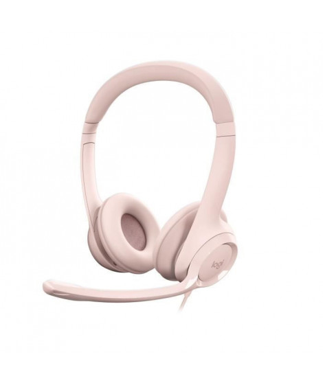 Logitech H390  Casque Filaire Stéréo avec Microphone Antibruit, USB-A - Rose