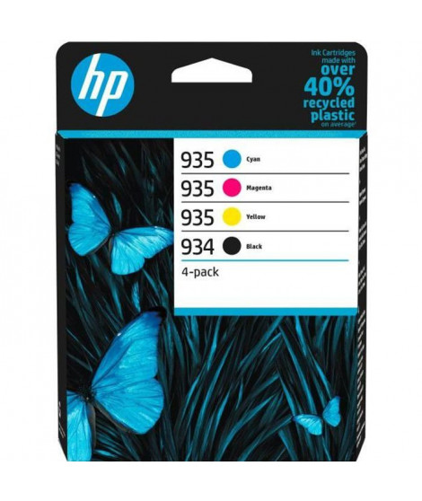 HP 934/935 Pack de 4 cartouches d'encre noire, cyan, jaune et magenta authentiques (6ZC72AE) pour HP OfficeJet Pro 6200