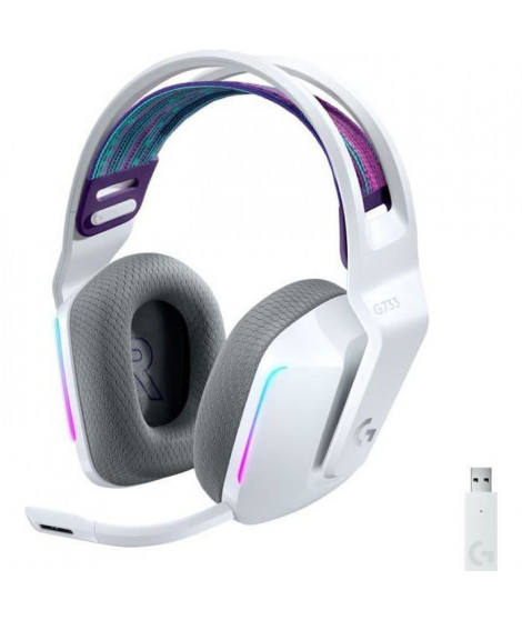 Casque Gaming - Sans fil - LOGITECH G - G733 LIGHTSPEED - Blanc