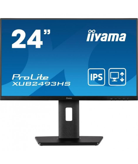 Ecran PC - IIYAMA ProLite XUB2493HS-B5 - 24 FHD - Dalle IPS - 4 ms - 75Hz - HDMI  / DisplayPort - Pied réglable en hauteur