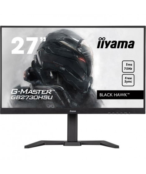 Ecran PC Gamer - IIYAMA G-Master Black Hawk GB2730HSU-B5 - 27 FHD - Dalle TN - 1ms - 75Hz - HDMI / DisplayPort / DVI - FreeSy…