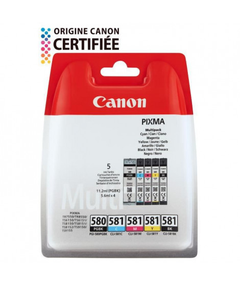 CANON Pack de 5 cartouches d'encre PGI-580 / CLI-581 PGBK/Noir/Cyan/Magenta/Jaune