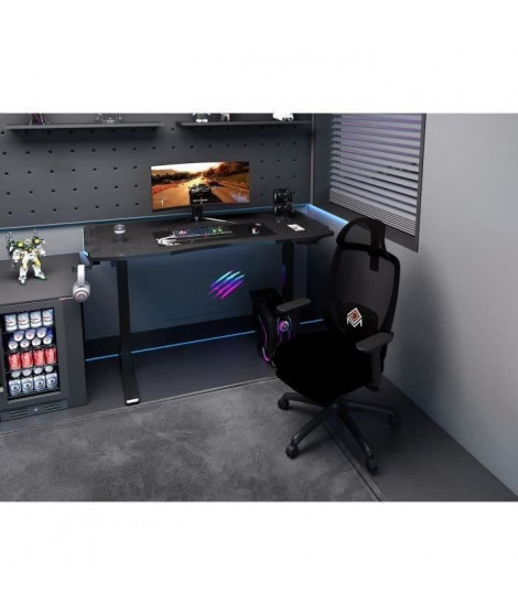 Bureau électrique gaming CGM -Double fonction : Assis ou debout - Réglage avec télécommande- L120xP60xH73-121 cm