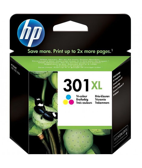 HP 301XL Cartouche d'encre trois couleurs grande capacité authentique (CH564EE) pour HP Envy 4505 et HP DeskJet 1050/1512/254…