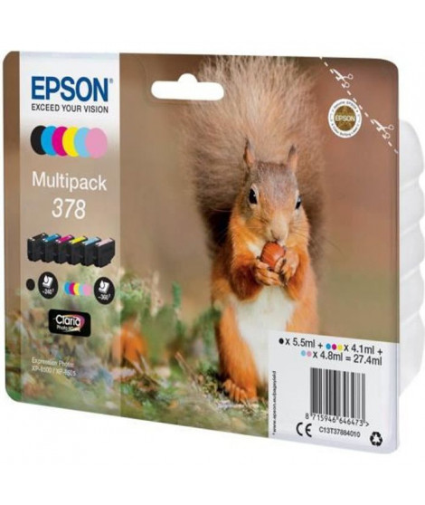 EPSON Multipack 378 - Ecureuil - Noir, Jaune, Cyan, Magenta, Magenta clair, Cyan clair (C13T37884010)