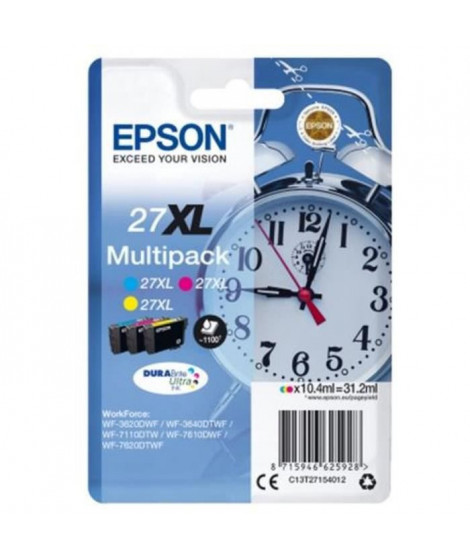 EPSON Multipack 27 XL -  Réveil - Cyan, magenta et jaune (C13T27154022)