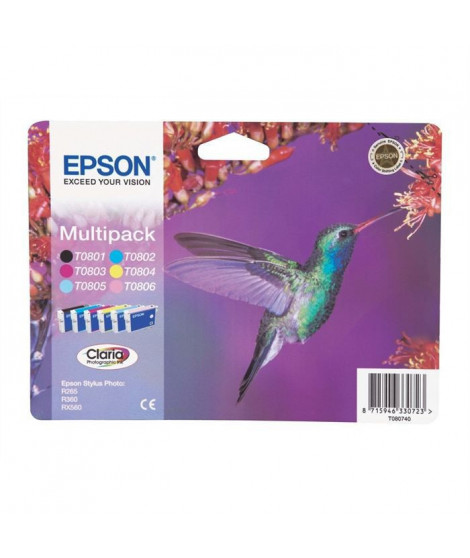 EPSON Multipack T0807 - Colibri - Noir, jaune, cyan, magenta, magenta clair, cyan clair (C13T08074011)