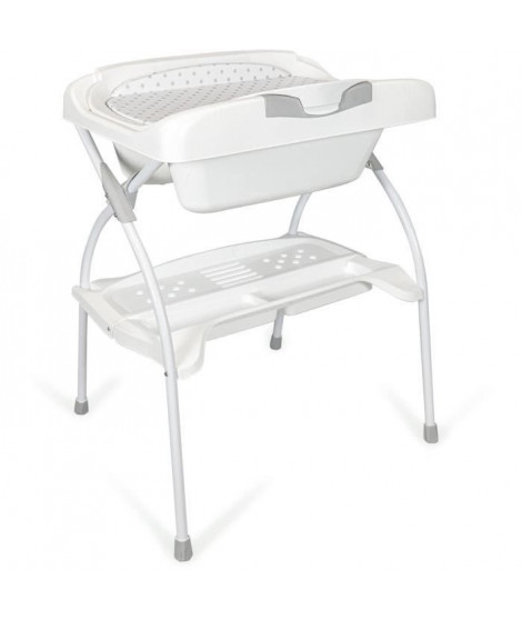 Table a langer ELIOS avec baignoire ergonomique 2 en 1 - Matiere PVC - 84 x 65 x 101 cm - Etoile grise - BABYLAND