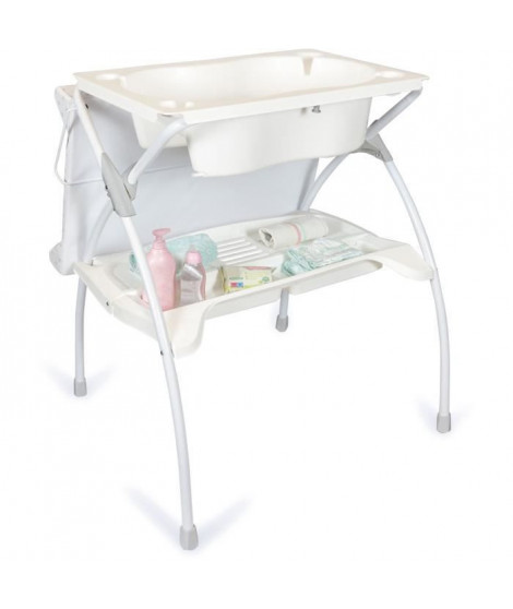 Table a langer NEW RODI avec baignoire anatomique 2 positions - Matiere PVC - 80 x 60 x 98 cm - Etoile grise - BABYLAND