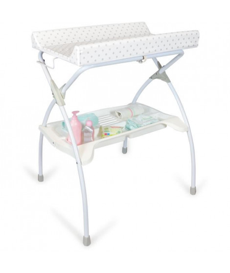 Table a langer MOON avec plan a langer - Matiere PVC - 80 x 68 x 98 cm - Etoile grise - BABYLAND