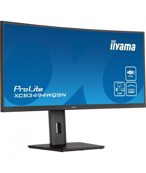 Ecran PC Incurvé - IIYAMA XCB3494WQSN-B5 - 34 UWQHD - Dalle VA - 0.4 ms - 120Hz - HDMI  / DisplayPort / USB / KVM / Docking U…