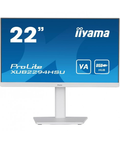 Ecran PC - IIYAMA ProLite XUB2294HSU-W2 - 21.5 FHD - Dalle VA - 1 ms - 75Hz - HDMI  / DisplayPort / USB - Pied réglable en ha…