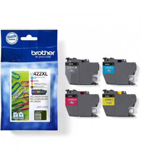 Pack 4 cartouches LC422XLVAL - BROTHER - Pour Business Smart MFC-J5340DW, MFC-J5345DW, MFC-J5740DW, MFC-J6540DW et MFC-J6940DW