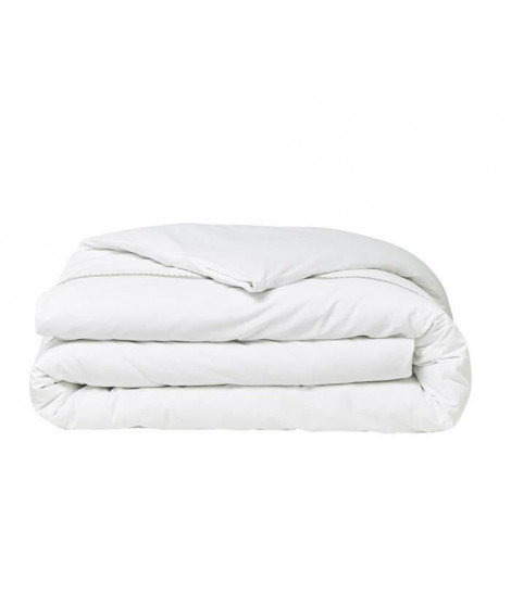Parrure de lit TODAY Prestige - 220 x 240 cm - 2 personnes - 100% Percale Finition dentelle - Craie