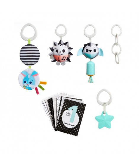 Set cadeau TINY LOVE: Jouet musical, Mobile froissé, un Carillon, une Étoile, 4 clips poussettes et 12 cartes étapes, Black &…