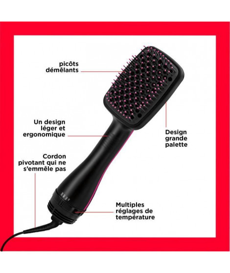 REVLON Brosse séchante lissante 2 en 1 perfectionniste RVDR5212E - Pro Collection - Noir