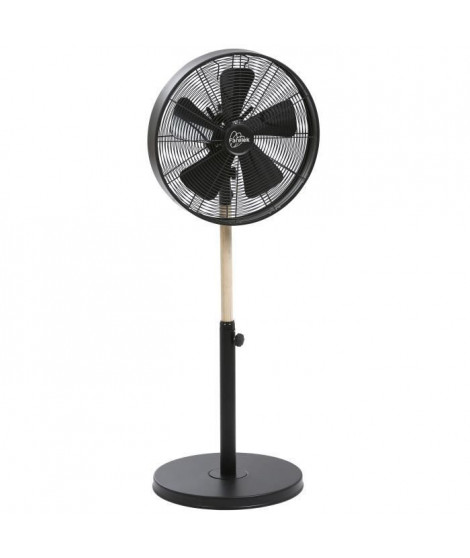 CALIFORNIA Noir & Bois - Ventilateur sur pied Ø40cm 50W oscillant