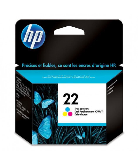 HP 22 Cartouche d'encre trois couleurs authentique (C9352AE) pour HP DeskJet F380/D1530/D2460/F2180/F4100, OfficeJet 4300/5600