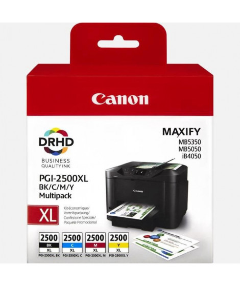 CANON Pack de 4 cartouches d'encre PGI-2500 XL grande capacité Noir/Cyan/Magenta/Jaune (PGI2500XL)