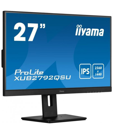 Ecran PC - IIYAMA XUB2792QSU-B5 - 27 WQHD - Dalle IPS - 5 ms - 75Hz - HDMI  / DisplayPort / DVI