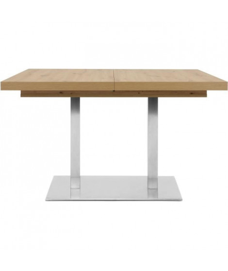 ORLANDO Table a manger a rallonge - Style contemporain - Décor chene artisan et alu - L 120-200 x P 80 x H 75 cm