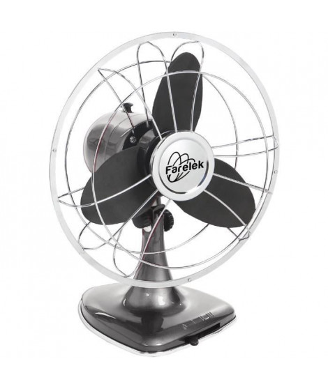 REDWOOD - Ventilateur a poser Ø30cm 30W rétro indus anthracite et chrome