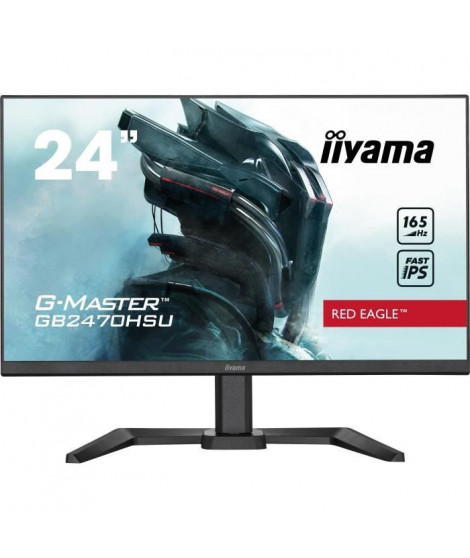 Ecran PC Gamer - IIYAMA G-Master Red Eagle GB2470HSU-B5 - 24 FHD - Dalle Fast IPS - 0.8ms - 165Hz - HDMI / DP / USB - FreeSync