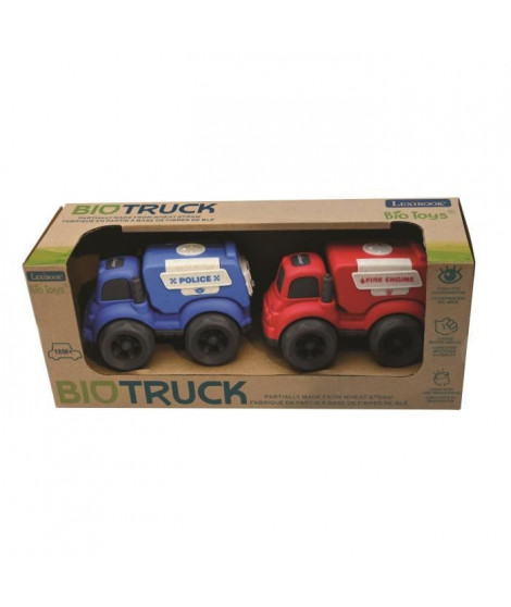 Mini police+camion pompier en fibres de blé, recyclable et biodégradable