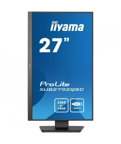 Ecran PC - IIYAMA Prolite XUB2792QSC-B5 - 27 WQHD - Dalle IPS - 4 ms - 75Hz - HDMI  / DisplayPort / USB-C / HUB USB - Pied ré…