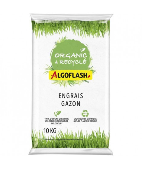 Engrais Gazon 100% Végétal - ALGOFLASH NATURASOL NATURASOL - Organic et Recyclé - 10kg