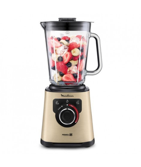 MOULINEX LM871A10 Blender Mixeur 1200 W Puissant Capacité utile 1,5 L Lames Powelix Nettoyage facile PerfectMix + Or/Noir