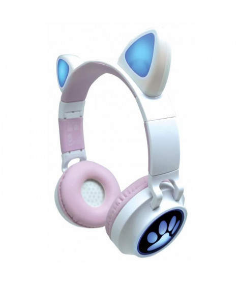 Casque audio 2-en-1 avec oreilles de chat pour écouter votre musique sans fil en Bluetooth 5.0