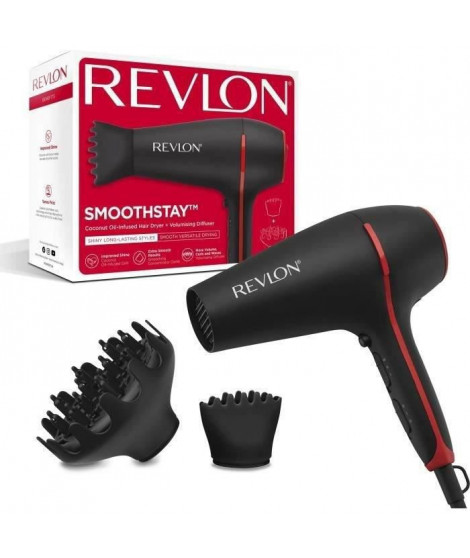 Seche-cheveux Smoothstay REVLON RVDR5317 - infusé a l'huile de coco + diffuseur Volumateur