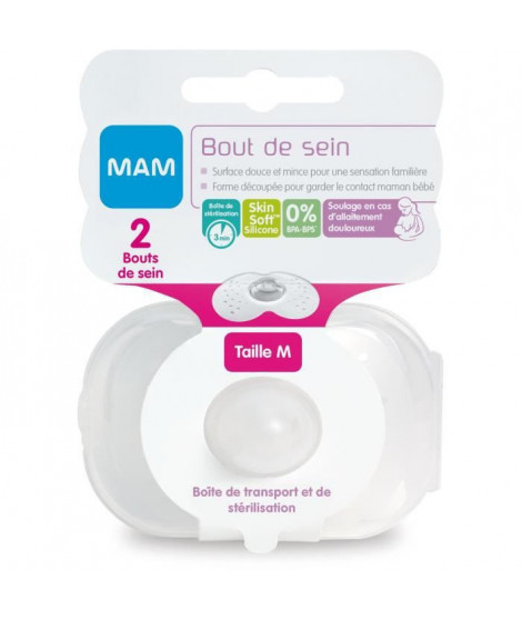 MAM Bout de sein Taille M - Silicone - Bte stérilisation X2