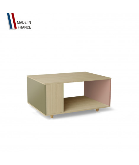 Table basse LIGATIO Chêne Clair - Olive - Abricot