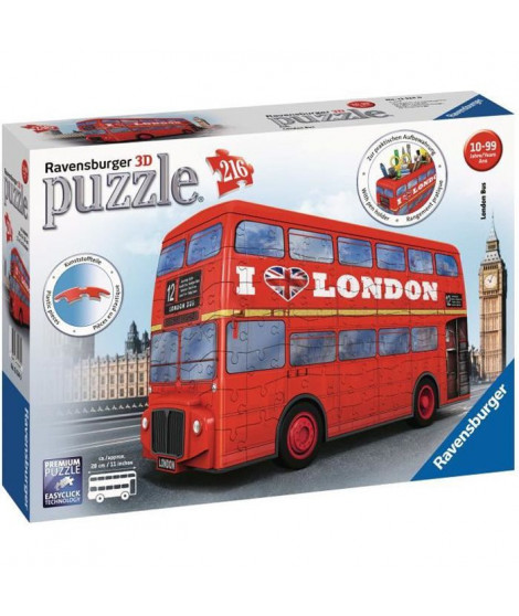 Puzzle 3D Bus londonien - Ravensburger - Véhicule 216 pieces - sans colle - Des 8 ans