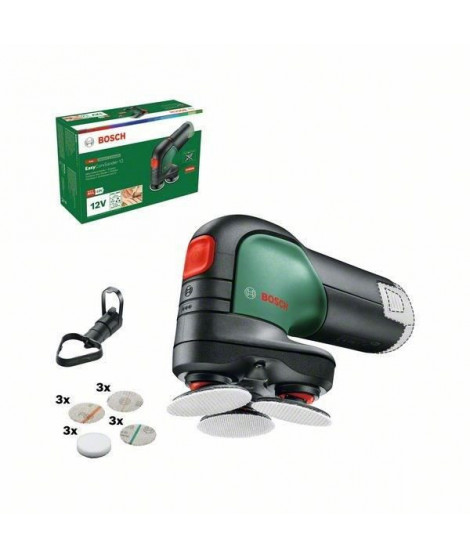 Ponceuse-polisseuse Bosch EasyCurvSander 12 PowerForAll (Sans batterie, avec 3 éponges a polir, 9 abrasifs + aspirateur a pou…