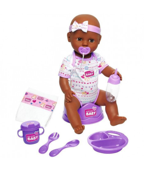 Simba - New Born Baby - Poupon Violet Boit Fait Pipi - 43cm - Nombreux Accessoires Inclus