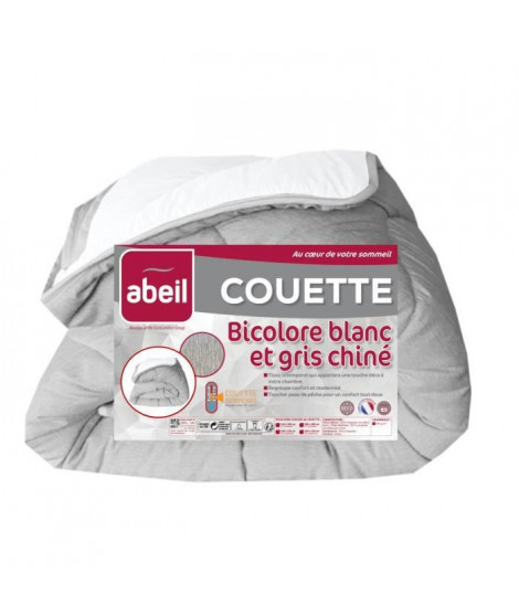 ABEIL Couette tempérée BICOLORE 200x200cm - Blanc & Gris chiné