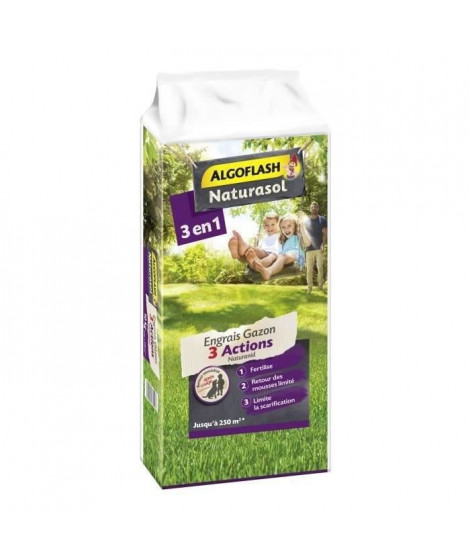 ALGOFLASH NATURASOL Engrais Gazon AG3BIO250 3 Actions Naturanid - 10 kg