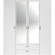 Armoire VARIA - Décor blanc - 4 portes battantes + 2 miroirs + 2 tiroirs - L 160 x H 185 x P 51 cm - PARISOT