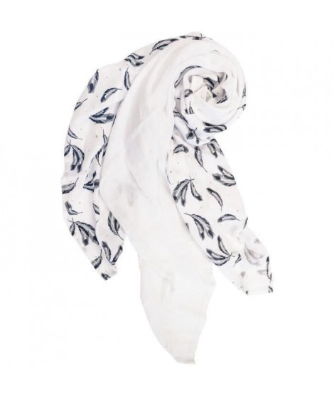 DOMIVA Lot 3 Langes Plumes - Mousseline 100% viscose de bambou - Antibactérien - Blanc imprimé - 60 x 60 cm