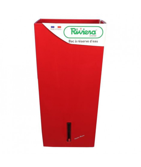 RIVIERA Pot de fleurs carré Eva New en plastique - 37 x 37 x H 68,5 cm - 69 L - Rouge