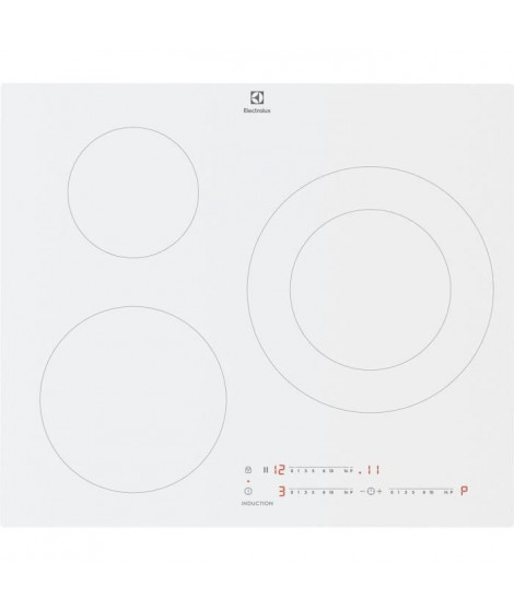 Table de cuisson induction ELECTROLUX - 3 foyers - L59xP52 cm - 7350 W - 3 boosters - Blanc - LIT60342CW