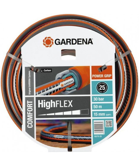 GARDENA Tuyau d'arrosage Comfort HighFlex  Longueur 50m  Ø15mm  Anti noeud et indéformable  Garantie 20 ans (18079-26)