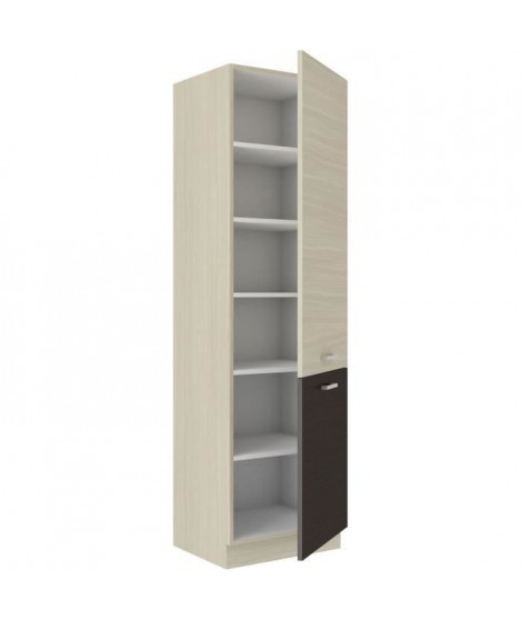 CHAMONIX Colonne cuisine - 2 Portes - Mélaminé - Décor chene - L 210 x P 57 x H 60 cm