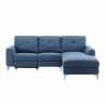 Canapé d'angle droit avec 1 place relax électrique + coffre et port USB - Tissu Bleu - L 260 x P 51 x H 90 cm - FRANKLIN
