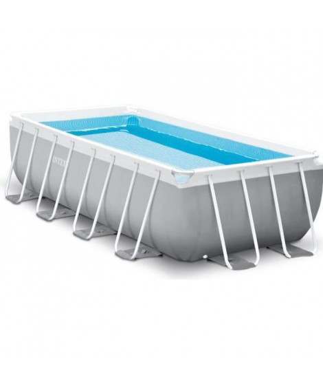 Kit Piscine hors sol tubulaire INTEX Prism Frame - 488 x 244 x 107 cm - Rectangulaire (Filtre, bâche, tapis de sol, échelle)